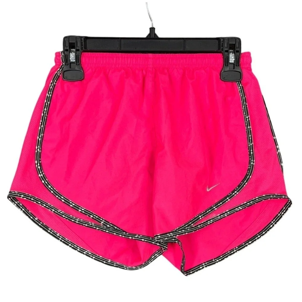 Nike Dri Fit Tempo Running Shorts Pink Black White Pattern Trim XS Womens